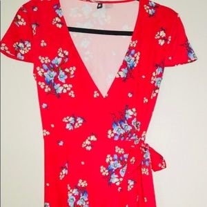 Divided H&M Red Flower Dress Size 4